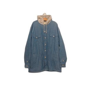 Boulder Creek Trading Co. Denim Shirt Jacket 100% Cotton Hooded Men's 2XL Tall